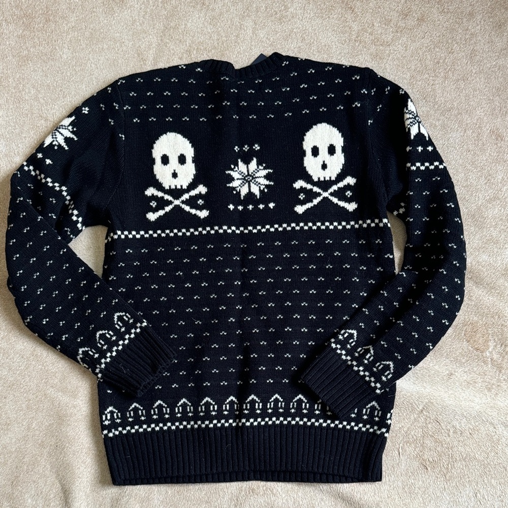 Polo by Ralph Lauren Black and White Skull Crewneck Sweater - Picture 4 of 5